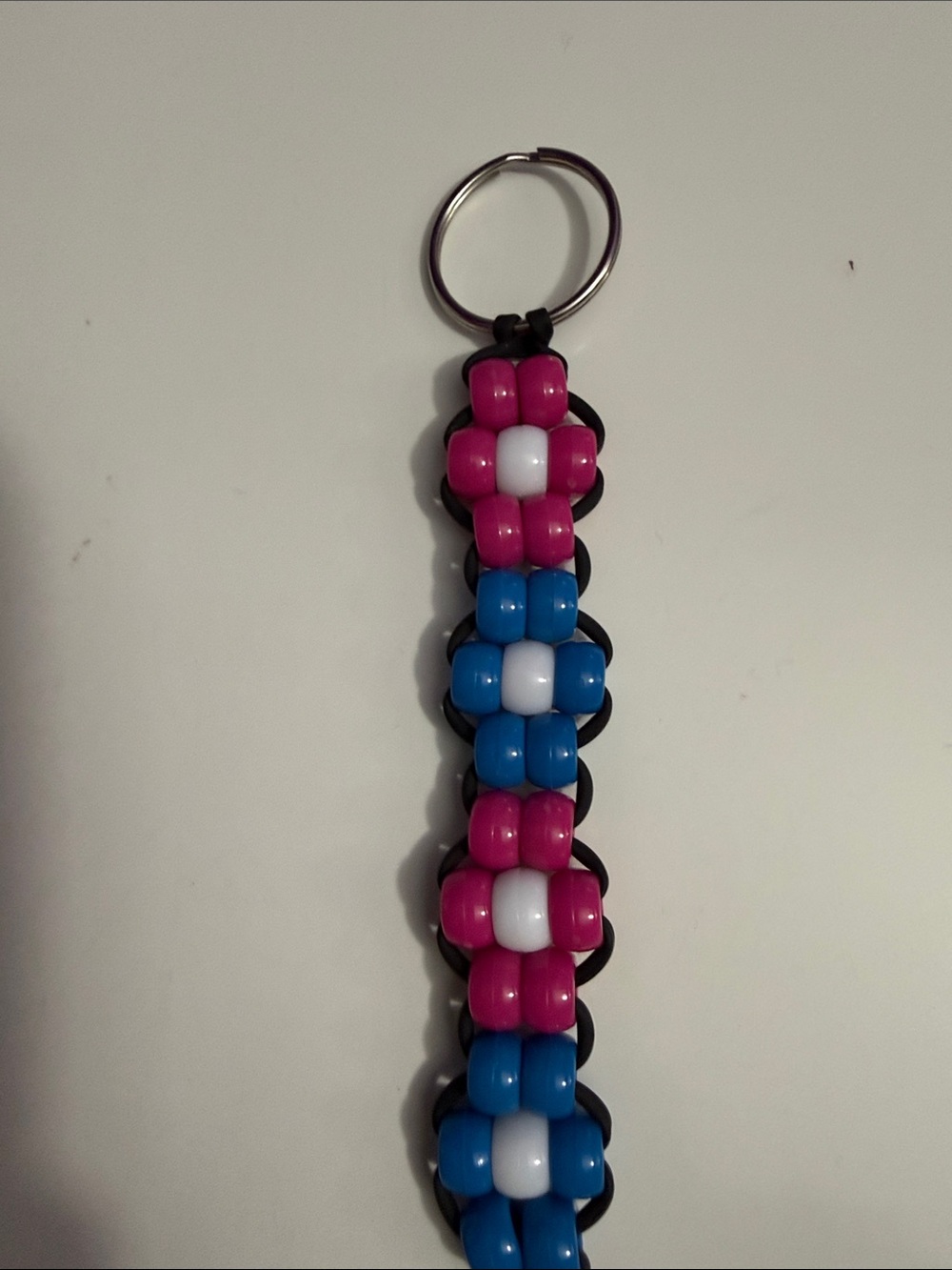 Beaded Pink Blue White Keychain Strap - Unbranded